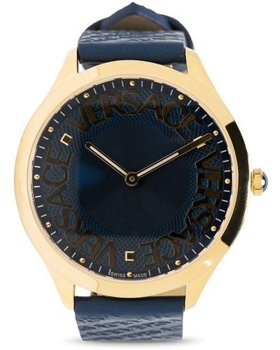 Versace Halo Horloge Met Logo - Blauw