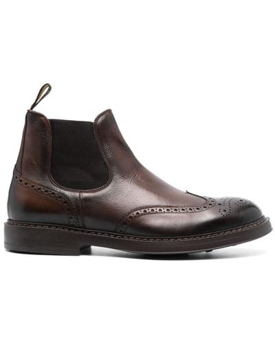 Doucal's Perforated Leather Ankle Boots - Brown
