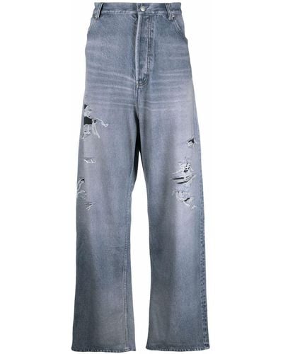 Balenciaga Trompe L'oeil Wide-leg Jeans - Blue