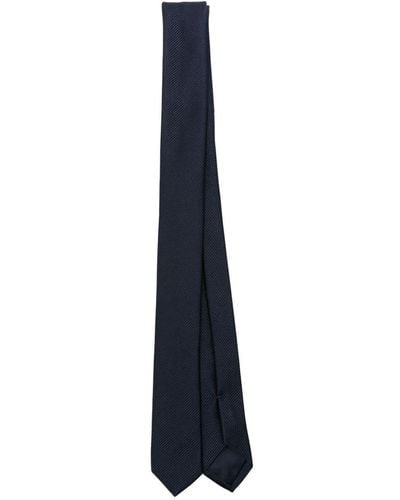 Giorgio Armani Logo-jacquard Silk Tie - Blue
