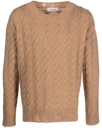 Laneus Cable-knit Crew Neck Sweater - Natural