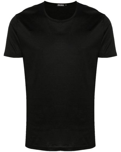 Zegna T-Shirt mit rundem Ausschnitt - Schwarz