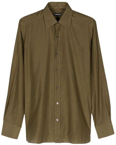 Tom Ford Long-sleeve Silk Blend Shirt - Green