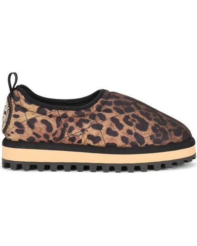 Dolce & Gabbana City Leopard-print Slip-on Shoes - Brown