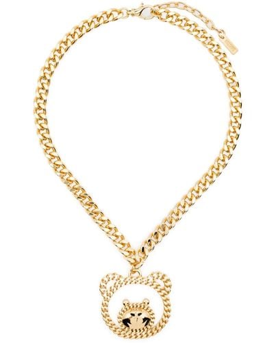 Moschino Teddy Bear-Pendant Necklace - Metallic