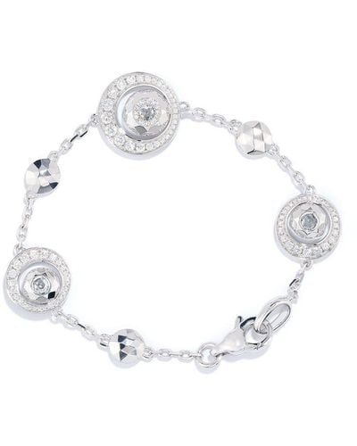 David Morris 18kt White Gold Diamond Rose Cut Forever Chain Bracelet - Metallic