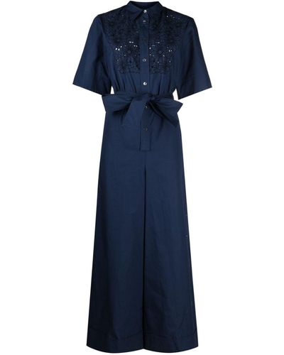 P.A.R.O.S.H. Short-sleeve Wide-leg Jumpsuit - Blue