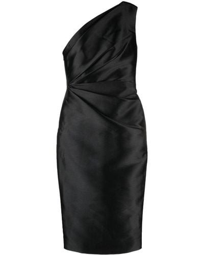 Solace London Orla Gathered Midi Dress - Black