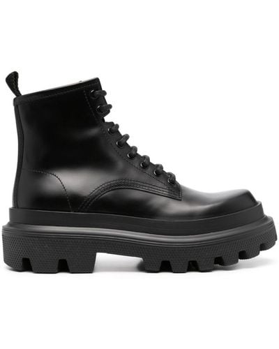 Dolce & Gabbana Lace-up Leather Boots - Black