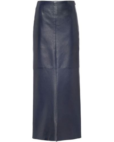 Prada Nappa-leather Maxi Skirt - Blue