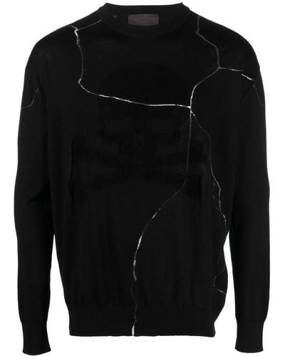 Philipp Plein Cracked-effect Wool Sweater - Black