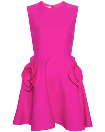 Valentino Garavani Ausgestelltes Minikleid mit Blumenapplikation - Pink
