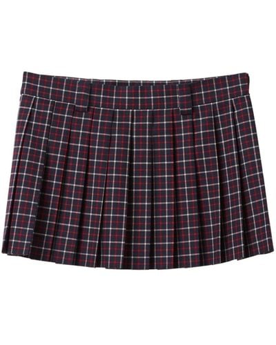 Miu Miu Geruite Mini-rok - Paars