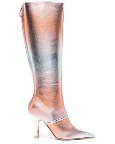 Malone Souliers Markle 90mm Metallic Knee Boots - Pink
