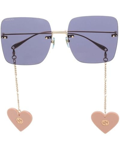 Gucci Rimless Oversized-frame Sunglasses - Blue
