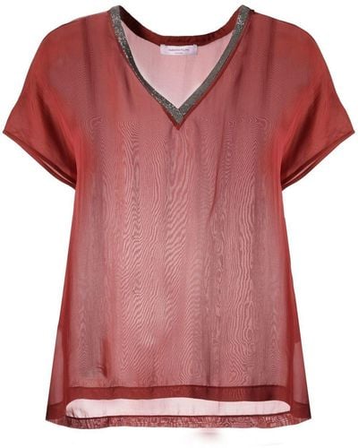 Fabiana Filippi V-neck Short-sleeve T-shirt - Pink
