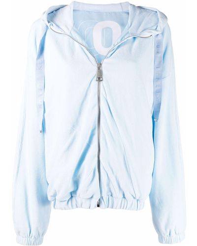 Khrisjoy Veste zippée à capuche à bande logo - Bleu