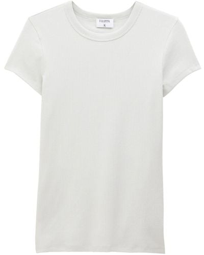 Filippa K Fine-ribbed Organic Cotton-blend T-shirt - White