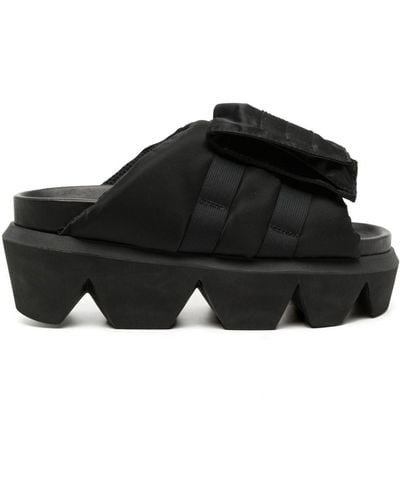 Sacai Flap-pocket Faux-leather Slides - Black