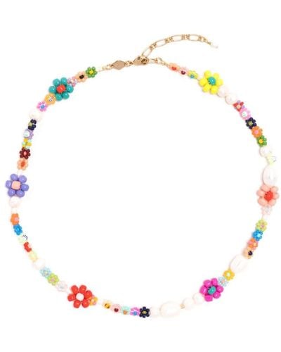 Anni Lu Mexi Flower Beaded Necklace - White
