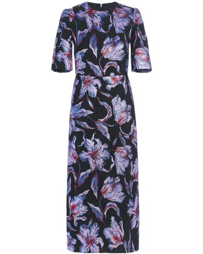 Markarian Gladys Floral-brocade Sheath Dress - Blue