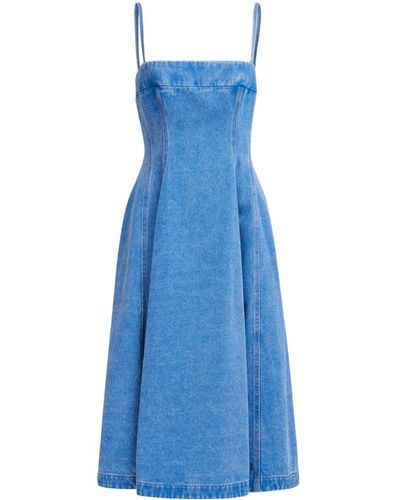 Marni Dart-detailing Denim Midi Dress - Blue