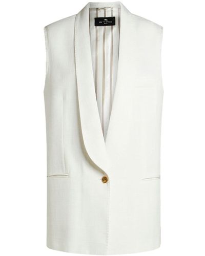 Etro Single-breasted Slub-texture Waistcoat - White