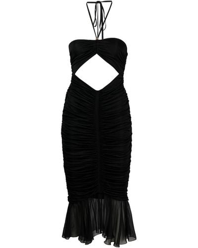 Blumarine Cut-out Pleated Midi Dress - Black