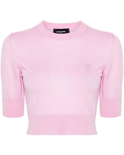 DSquared² Fine-knit Virgin Wool Top - Pink