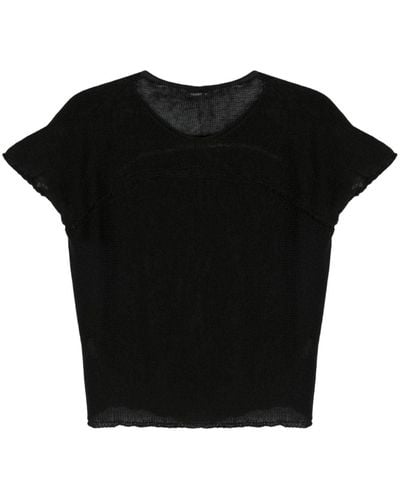 Transit Semi-sheer Knitted Blouse - Black