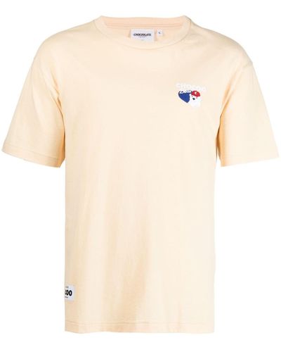 Chocoolate Logo-embroidered Cotton T-shirt - Natural