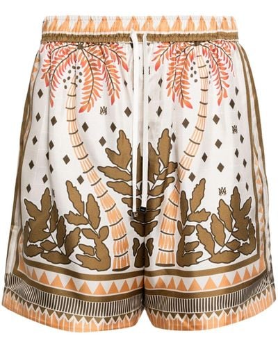 Amiri Palm Tree silk shorts - Braun