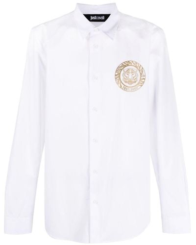 Just Cavalli Chemise en coton à logo imprimé - Blanc