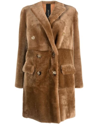 Blancha Double-breasted Reversible Shearling Coat - Brown