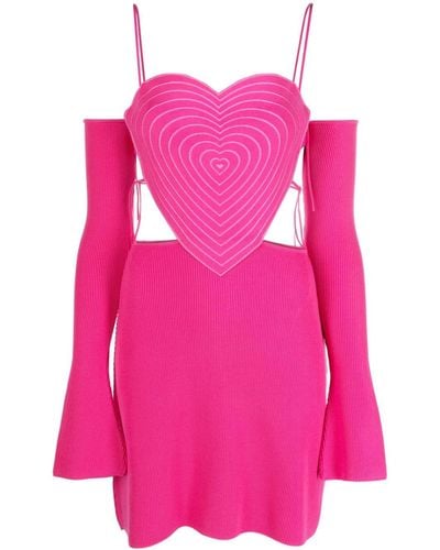 Mach & Mach Heart Mini Dress With Side Bow Straps - Pink
