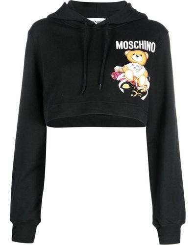 Moschino Felpa crop con cappuccio Teddy Bear - Nero