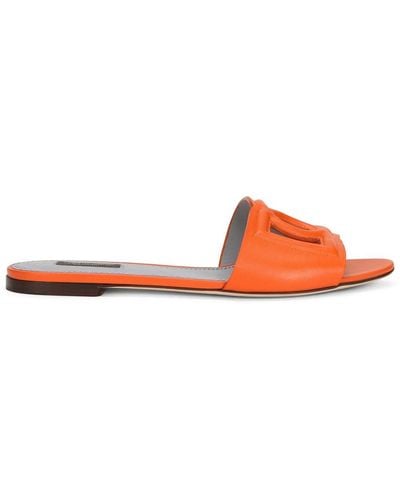 Dolce & Gabbana Sandales à logo embossé - Orange