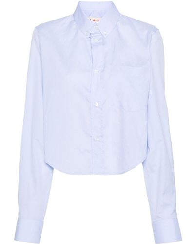 Marni Logo-embroidered cropped shirt - Weiß