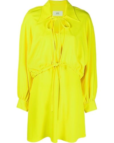 Ami Paris Tie-fastening Mini Dress - Yellow