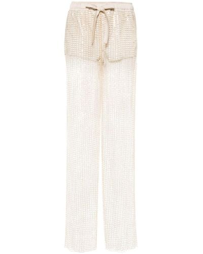 Genny Sequin-embellished Sheer Trousers - White