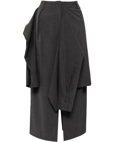 Goen.J Layered Shirt-detail Midi Skirt - Gray