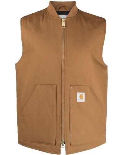 Carhartt Logo-patch Zipped Vest - Brown