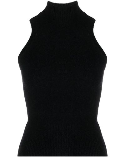 Patou High-neck Knitted Top - Black