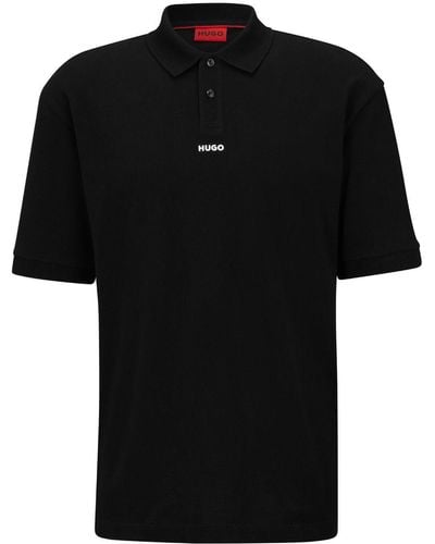 HUGO コットン ポロシャツ - ブラック