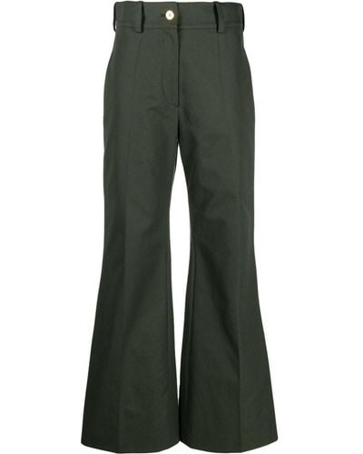 Patou Logo-embroidered Flared Trousers - Green