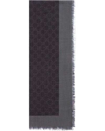 Gucci Gestreifter Schal mit Monogramm - Grau