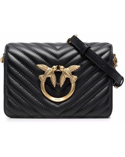 Pinko Bolso satchel con placa del logo - Negro