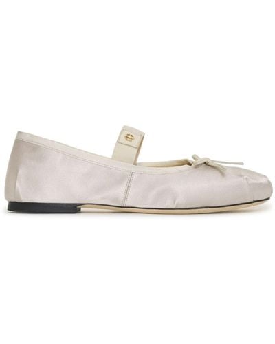 Anine Bing Jolie Satin-finish Ballerina Shoes - White
