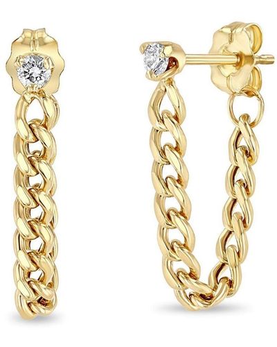 Zoe Chicco 14kt Yellow Gold Chain Diamond Earrings - Metallic
