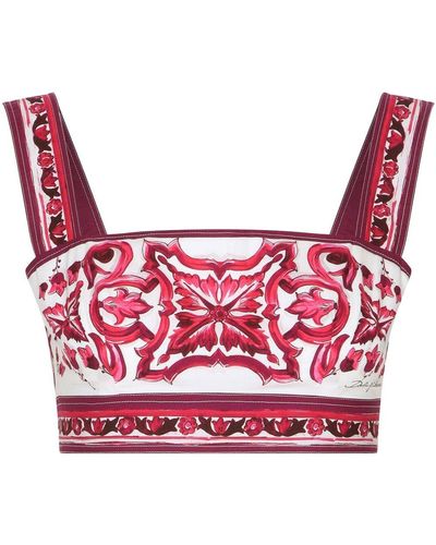 Dolce & Gabbana Majolica-Print Poplin Top - Pink